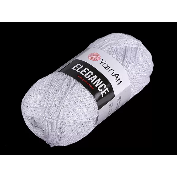 Pamut kötőfonal Elegance metál cérnával 50 g - 1 (101) fehér ezüst (5 db-os csomagolás) Pamut kötőfonal Elegance metál cérnával 50 g - 1 (101) fehér ezüst (5 db-os csomagolás)