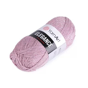   Pamut kötőfonal Elegance metál cérnával 50 g - 3 (110) fáradtrózsaszín világos ezüst (1 db-os csomagolás)
