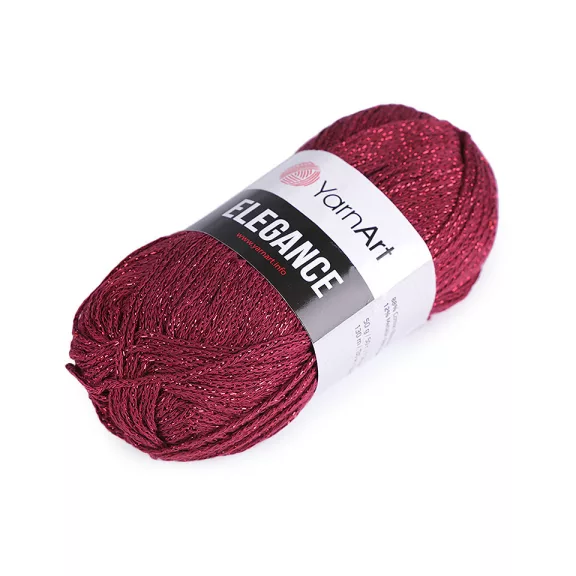 Pamut kötőfonal Elegance metál cérnával 50 g - 4 (123) bordó ezüst (5 db-os csomagolás) Pamut kötőfonal Elegance metál cérnával 50 g - 4 (123) bordó ezüst (5 db-os csomagolás)