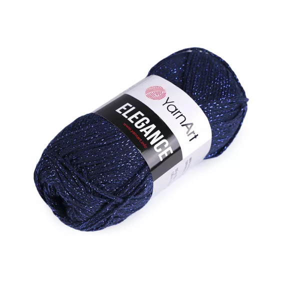 Pamut kötőfonal Elegance metál cérnával 50 g - 6 (105) sötétkék (5 db-os csomagolás) Pamut kötőfonal Elegance metál cérnával 50 g - 6 (105) sötétkék (5 db-os csomagolás)