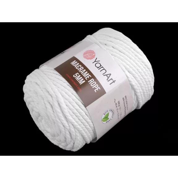 Kötőfonal Macrame Rope Ø5 mm 500 g - 1 (751) fehér (2 db-os csomagolás) Kötőfonal Macrame Rope Ø5 mm 500 g - 1 (751) fehér (2 db-os csomagolás)