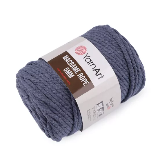 Kötőfonal Macrame Rope Ø5 mm 500 g - 12 (761) kék farmer (2 db-os csomagolás) Kötőfonal Macrame Rope Ø5 mm 500 g - 12 (761) kék farmer (2 db-os csomagolás)