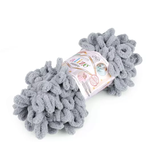 Kötőfonal Alize Puffy 100 g - 12 (428) szürke (1 db-os csomagolás) Kötőfonal Alize Puffy 100 g - 12 (428) szürke (1 db-os csomagolás)