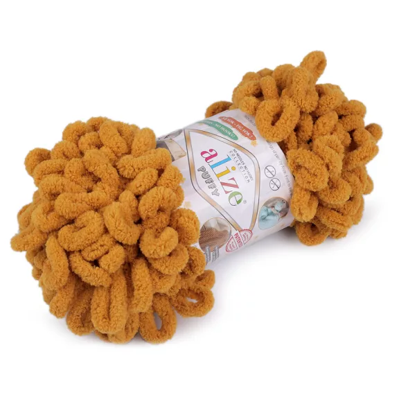 Kötőfonal Alize Puffy 100 g - 24 (02) mustárszínű (5 db-os csomagolás) Kötőfonal Alize Puffy 100 g - 24 (02) mustárszínű (5 db-os csomagolás)