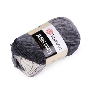   Kötőfonal Jeans Crazy 50 g - 8 (8204) szürke világosszürke 650313 650321 (1 db-os csomagolás)