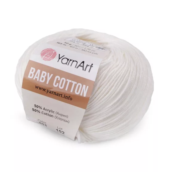 Kötőfonal Baby Cotton 50 g - 21 (401) krém világos (10 db-os csomagolás) Kötőfonal Baby Cotton 50 g - 21 (401) krém világos (10 db-os csomagolás)