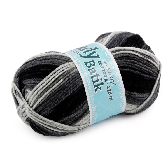 Köztőfonal Lady Batik de Luxe 100 g - 4 (604) szürke fekete (5 db-os csomagolás) Köztőfonal Lady Batik de Luxe 100 g - 4 (604) szürke fekete (5 db-os csomagolás)