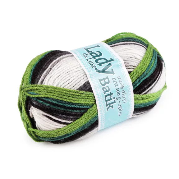 Köztőfonal Lady Batik de Luxe 100 g - 6 (603) zöld világos sötétzöld (5 db-os csomagolás) Köztőfonal Lady Batik de Luxe 100 g - 6 (603) zöld világos sötétzöld (5 db-os csomagolás)
