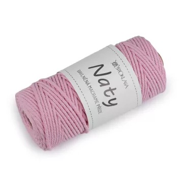   Pamut kötő fonal macrame Naty Ø3 mm szálak szétfésülhető - 6 rózsaszín világos (3 db-os csomagolás)