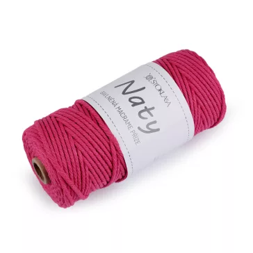   Pamut kötő fonal macrame Naty Ø3 mm szálak szétfésülhető - 7 pink (3 db-os csomagolás)