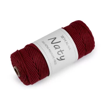   Pamut kötő fonal macrame Naty Ø3 mm szálak szétfésülhető - 11 bordó világos (3 db-os csomagolás)