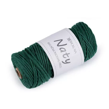   Pamut kötő fonal macrame Naty Ø3 mm szálak szétfésülhető - 13 zöld sötét (3 db-os csomagolás)