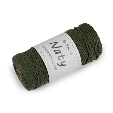   Pamut kötő fonal macrame Naty Ø3 mm szálak szétfésülhető - 14 zöld (3 db-os csomagolás)