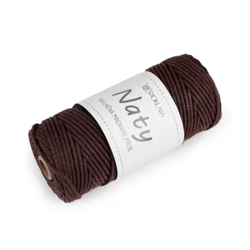   Pamut kötő fonal macrame Naty Ø3 mm szálak szétfésülhető - 18 barnás (3 db-os csomagolás)