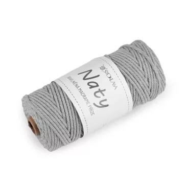   Pamut kötő fonal macrame Naty Ø3 mm szálak szétfésülhető - 19 vil szürkéskék (3 db-os csomagolás)