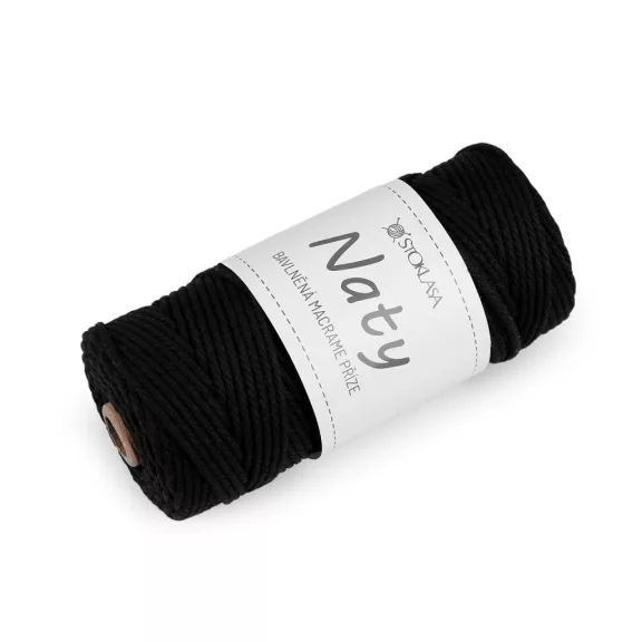 Pamut kötő fonal macrame Naty Ø3 mm szálak szétfésülhető - 21 fekete (1 db-os csomagolás) Pamut kötő fonal macrame Naty Ø3 mm szálak szétfésülhető - 21 fekete (1 db-os csomagolás)