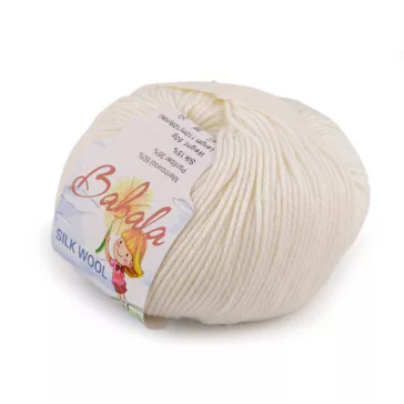   Gyapjú kötőfonal, selyem fonal Babala 50 g - 1 (001) krém világos (1 db-os csomagolás)