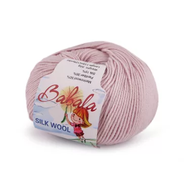   Gyapjú kötőfonal, selyem fonal Babala 50 g - 3 (003) púderrózsaszín (1 db-os csomagolás)