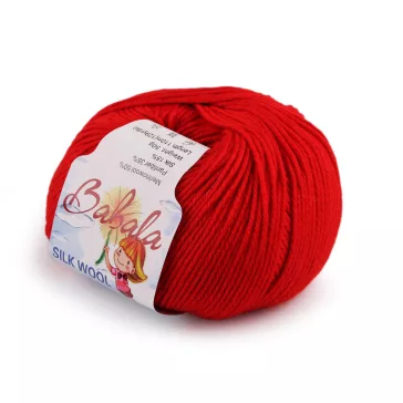   Gyapjú kötőfonal, selyem fonal Babala 50 g - 6 (023) piros (1 db-os csomagolás)