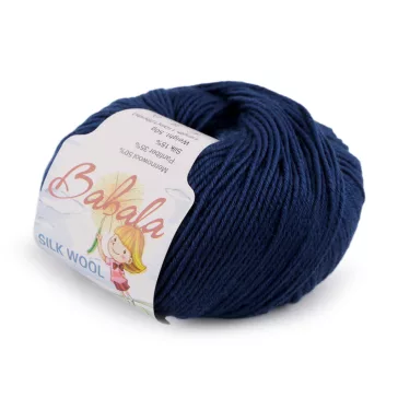   Gyapjú kötőfonal, selyem fonal Babala 50 g - 9 (016) mélykék (1 db-os csomagolás)