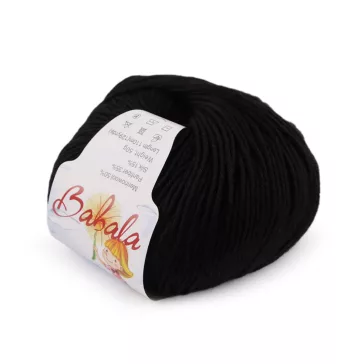   Gyapjú kötőfonal, selyem fonal Babala 50 g - 13 (018) fekete (1 db-os csomagolás)