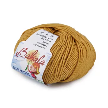   Gyapjú kötőfonal, selyem fonal Babala 50 g - 14 (010) mustárszínű (1 db-os csomagolás)