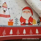 Mikulás, jegesmedve fehér alapon karácsonyi 50 cm-es pamutvászon Mikulás, jegesmedve fehér alapon karácsonyi 50 cm-es pamutvászon