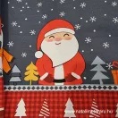 Mikulás, jegesmedve szürke alapon karácsonyi 50 cm-es pamutvászon