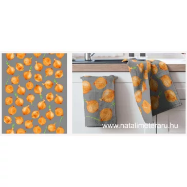 Hagyma szürke alapon 50 cm széles darázs szövet