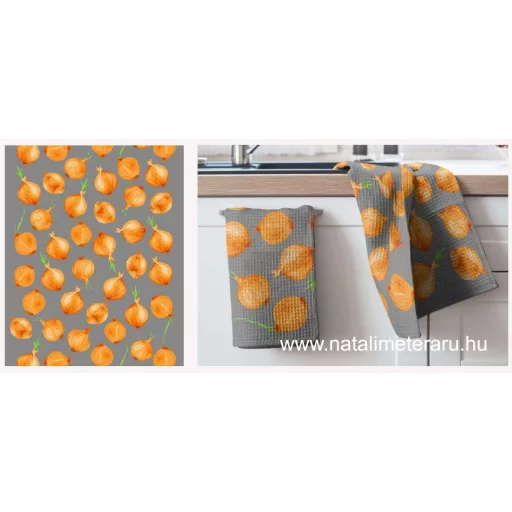 Hagyma szürke alapon 50 cm széles darázs szövet