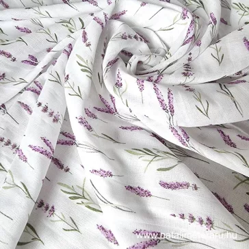 Lavender-patterned cotton muslin (double gauze)