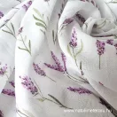Lavender-patterned cotton muslin (double gauze)