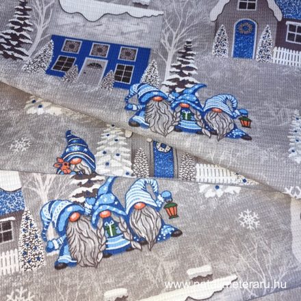 Karácsonyi kék manók 50 cm széles darázs szövet