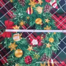Skótkockás karácsonyi fenyő koszorú 50cm-es pamutszövet Skótkockás karácsonyi fenyő koszorú 50cm-es pamutszövet