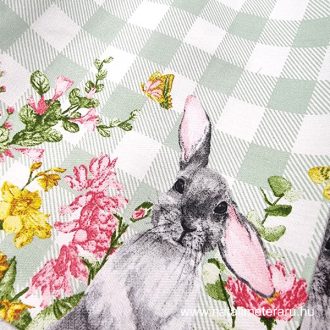   Húsvéti nyuszi 50 cm széles vastag pamutvászon - zöld kockás