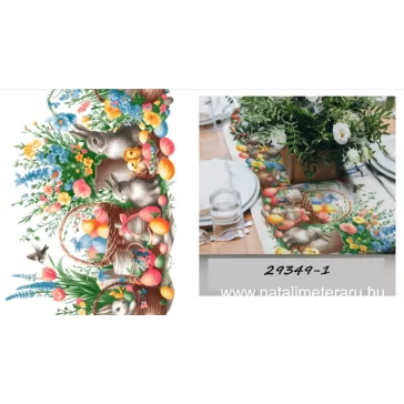 Easter bunny, multicoloured eggs table runner 1,2x0,5m
