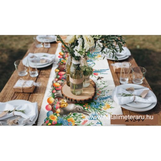 Húsvéti nyuszi , színes tojások asztali futó 1,2x0,5m