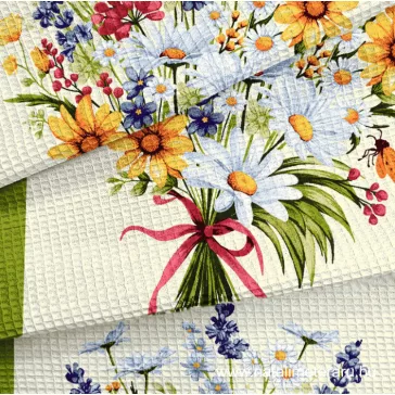 Floral bouquet 50 cm wide waffle fabric