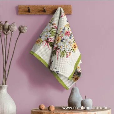 Floral bouquet 50 cm wide waffle fabric