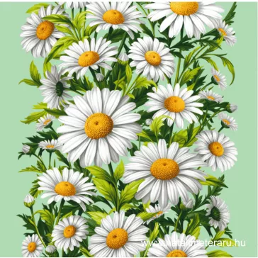 White daisies-patterned, 50 cm wide waffle fabric