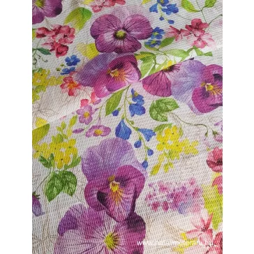 Purple pansy waffle fabric 50cm wide