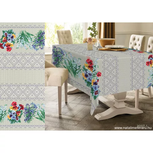 Illatos virágok bordűrös pamutvászon