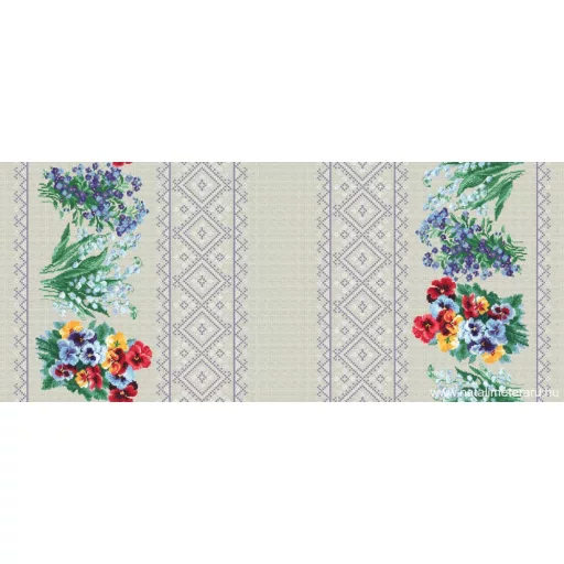 Illatos virágok bordűrös pamutvászon