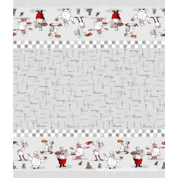 Szakácsos, bordűrös  pamut szövet 150cm széles