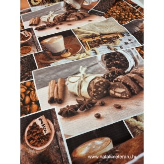 Kávé világa darázs szövet 150 cm széles