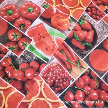 Red fruit waffle fabric 150 cm wide