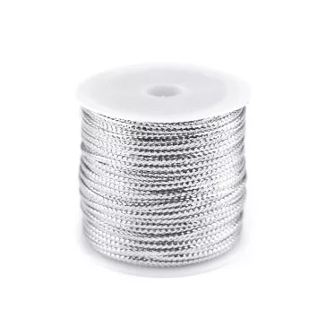   Üreges szalag lurexszel szélessége 2 mm lapos - 3 ezüst (4 db-os csomagolás)