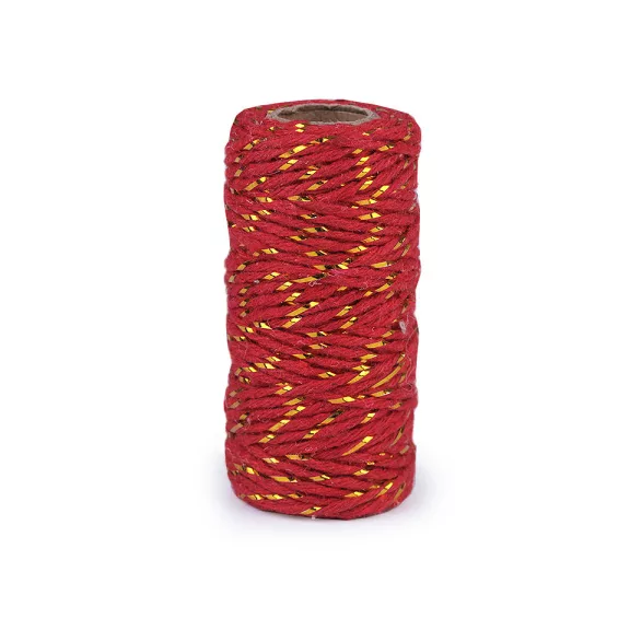 Pamut zsinór / madzag Ø1,5 mm lurexszel - 5 piros arany (1 db-os csomagolás) Pamut zsinór / madzag Ø1,5 mm lurexszel - 5 piros arany (1 db-os csomagolás)