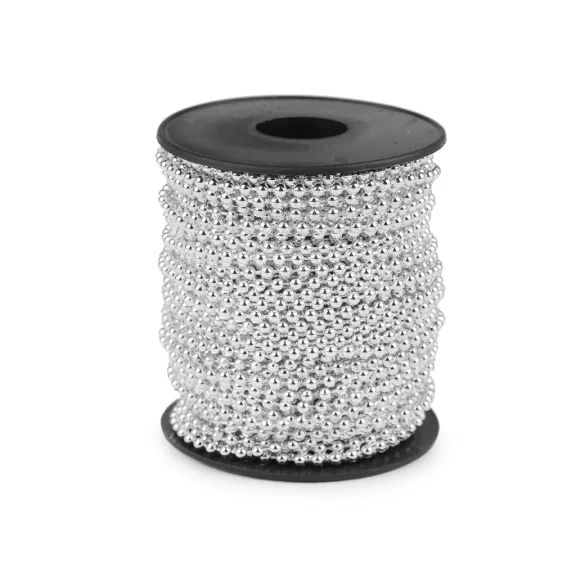 Gyöngy fűzér Ø3 mm - 2 ezüst (25 m-es csomagolás) Gyöngy fűzér Ø3 mm - 2 ezüst (25 m-es csomagolás)