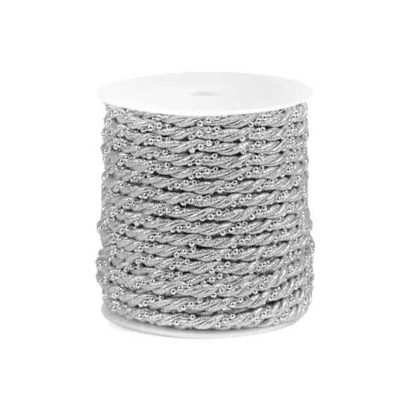 Lurex fonott madzag golyós lánccal Ø5 mm - 1 ezüst (20 m-es csomagolás) Lurex fonott madzag golyós lánccal Ø5 mm - 1 ezüst (20 m-es csomagolás)